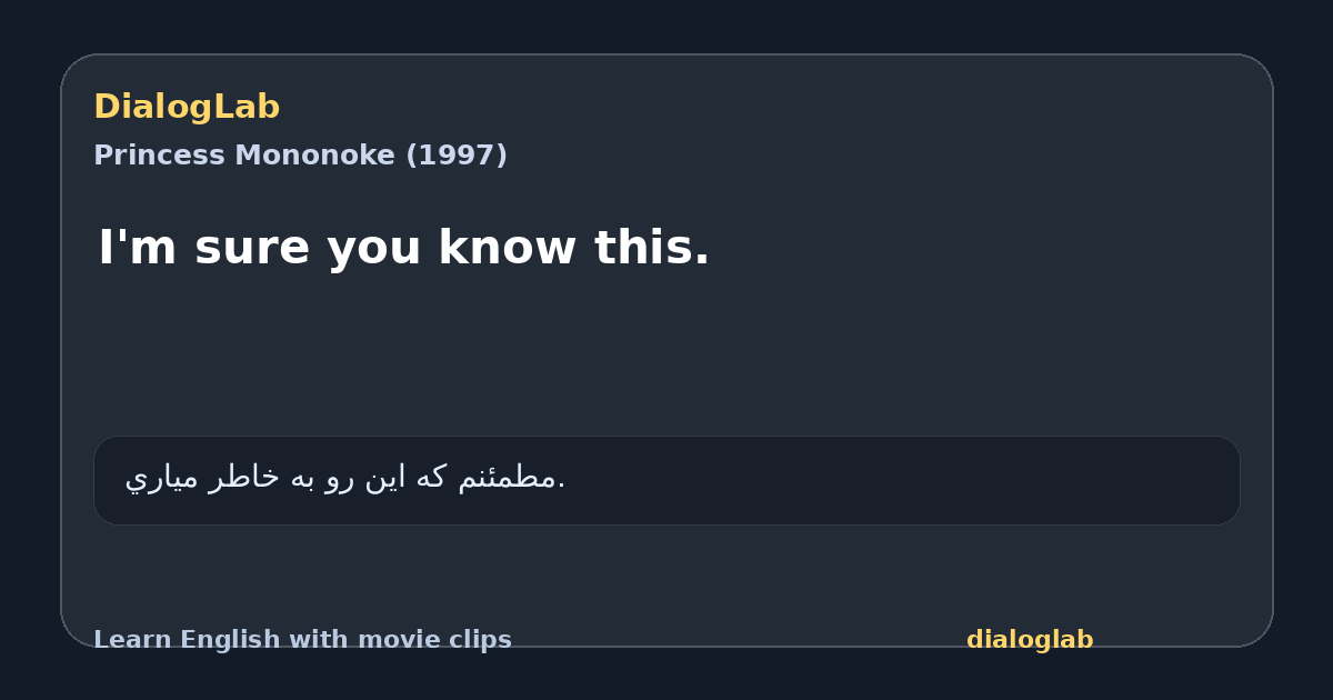 Share card for I'm sure you know this.