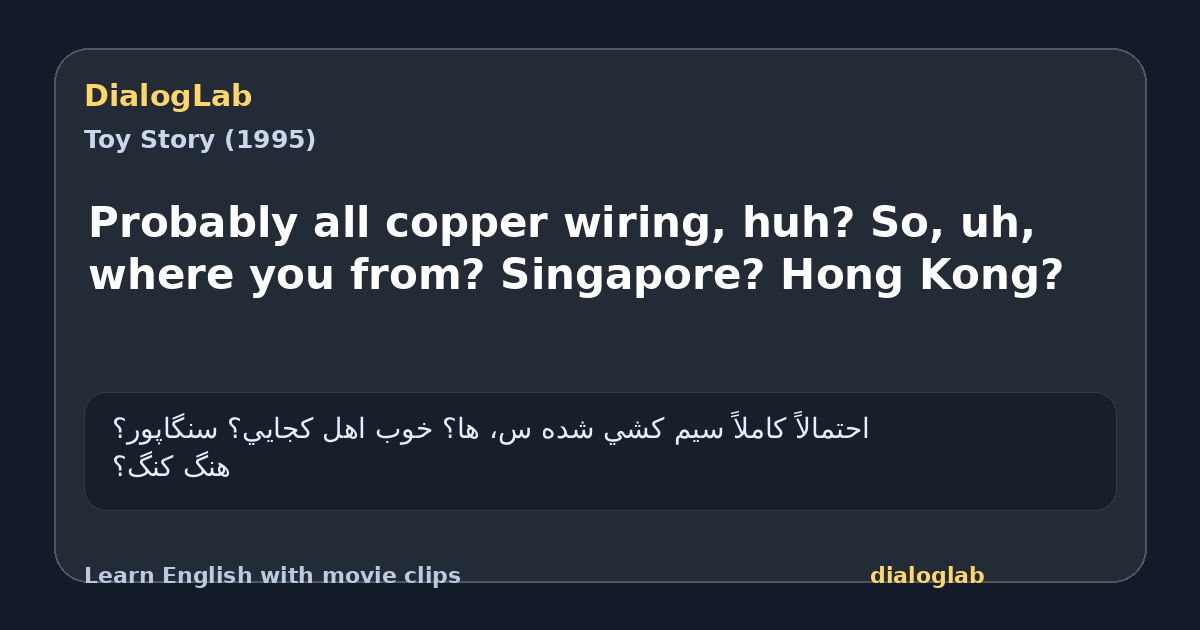 Share card for Probably all copper wiring, huh? So, uh, where you from? Singapore? Hong Kong?