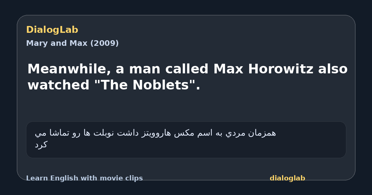 Share card for Meanwhile, a man called Max Horowitz also watched "The Noblets".