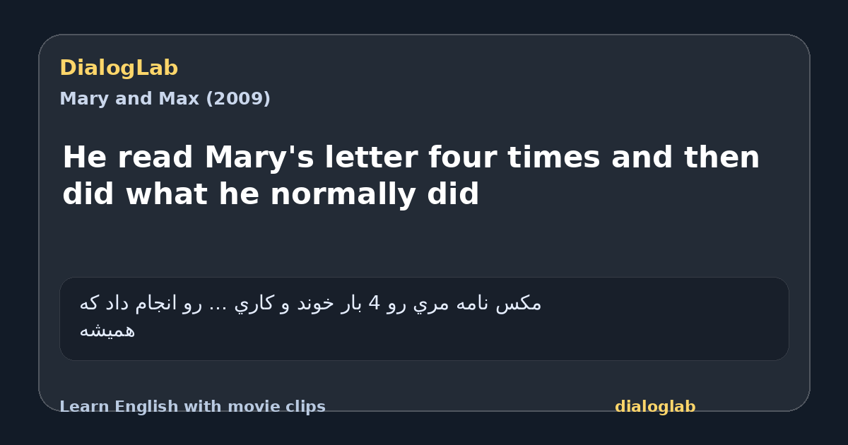 Share card for He read Mary's letter four times and then did what he normally did