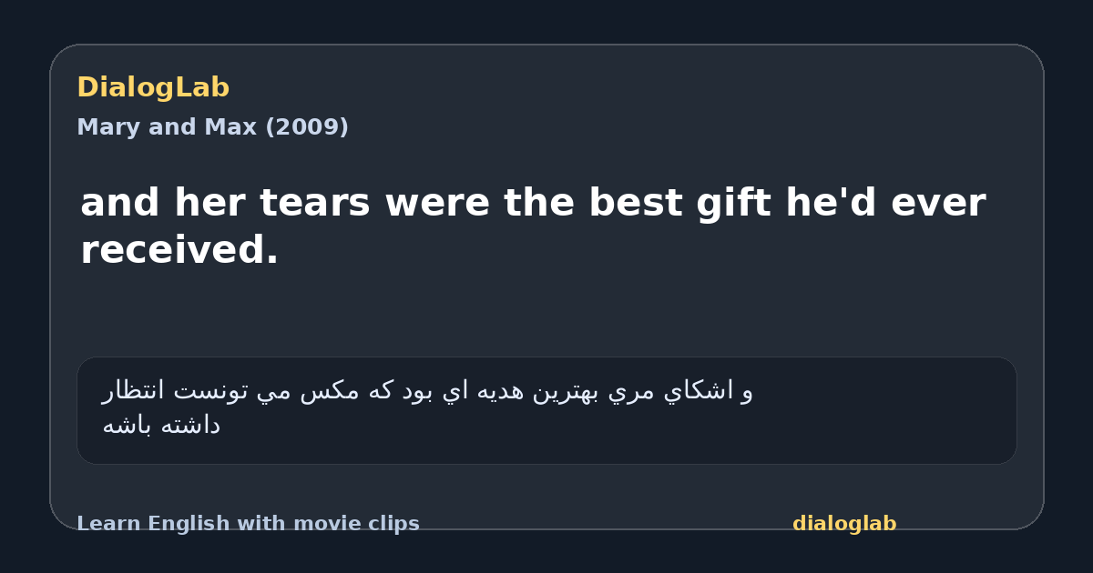 Share card for and her tears were the best gift he'd ever received.