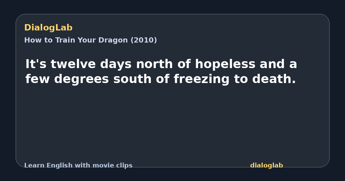 Share card for It's twelve days north of hopeless and a few degrees south of freezing to death.