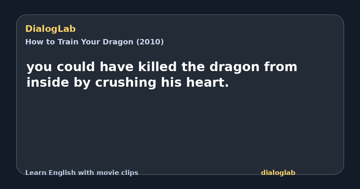 Share card for you could have killed the dragon from inside by crushing his heart.