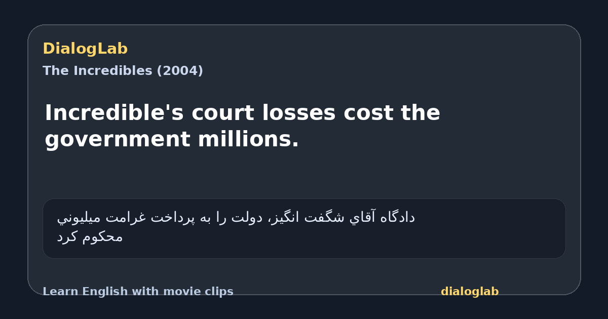 Share card for Incredible's court losses cost the government millions.