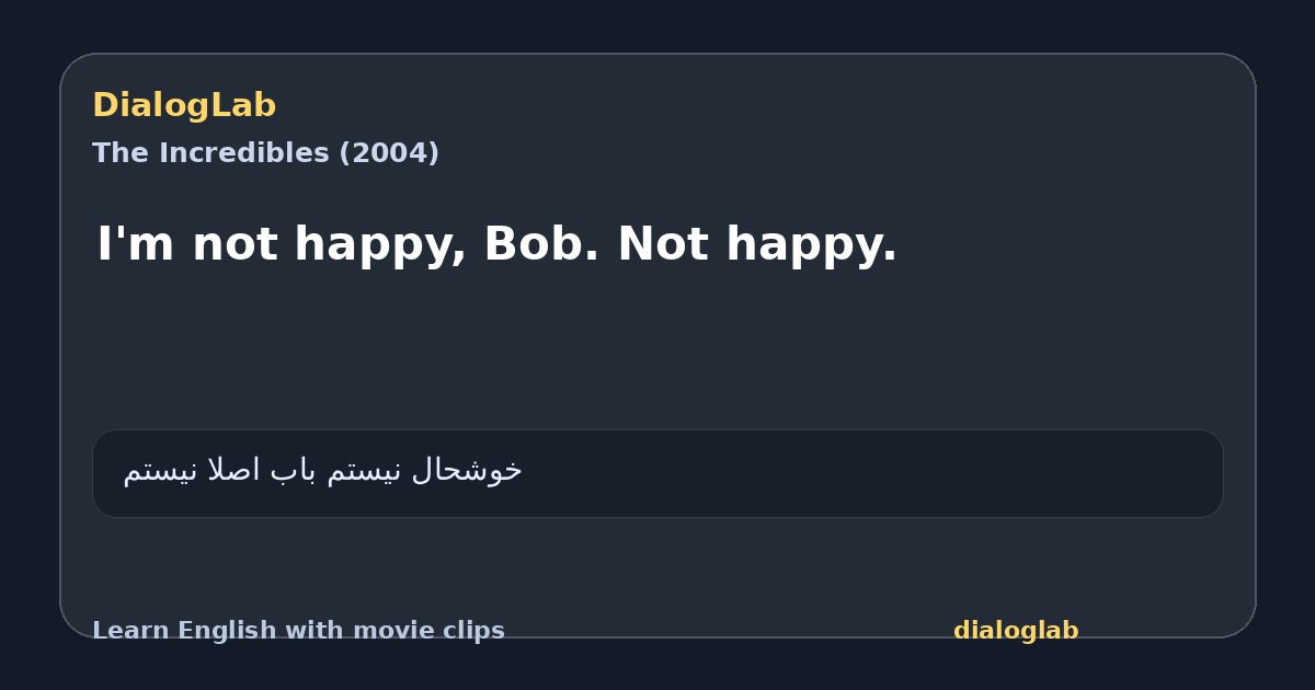 Share card for I'm not happy, Bob. Not happy.