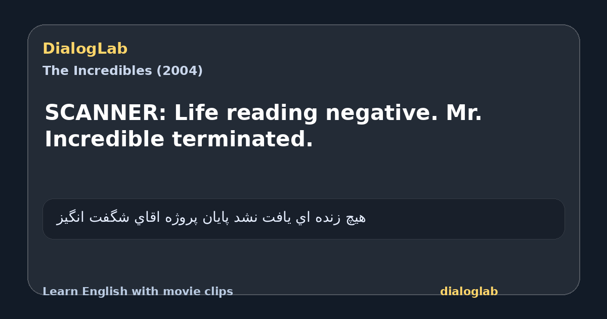 Share card for SCANNER: Life reading negative. Mr. Incredible terminated.