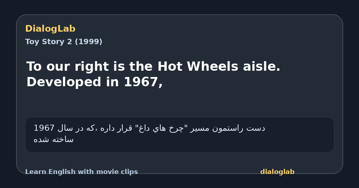 Share card for To our right is the Hot Wheels aisle. Developed in 1967,