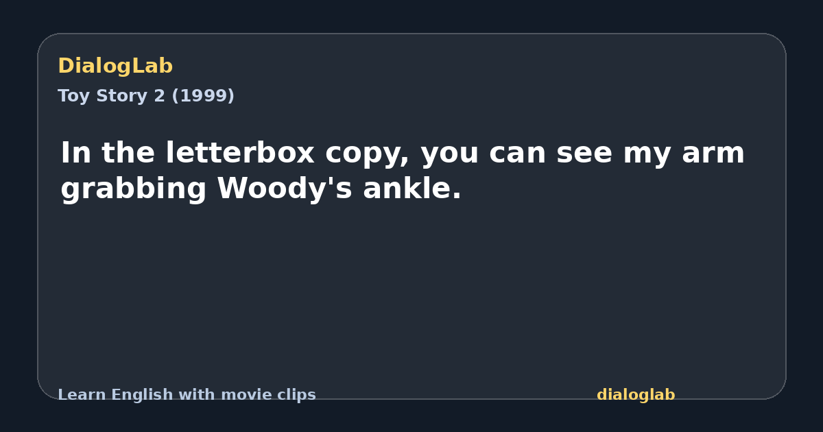 Share card for In the letterbox copy, you can see my arm grabbing Woody's ankle.