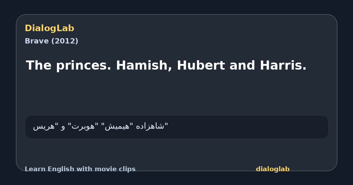 Share card for The princes. Hamish, Hubert and Harris.