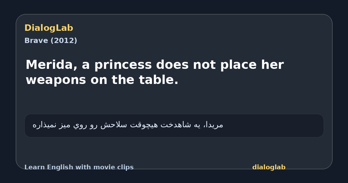 Share card for Merida, a princess does not place her weapons on the table.