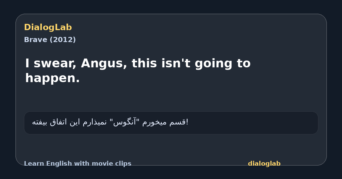 Share card for I swear, Angus, this isn't going to happen.