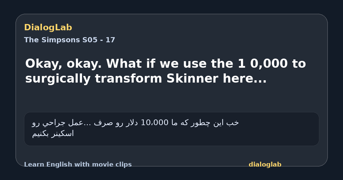 Share card for Okay, okay. What if we use the 1 0,000 to surgically transform Skinner here...