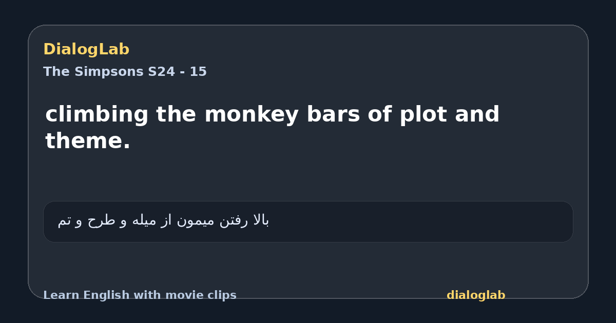 Share card for climbing the monkey bars of plot and theme.