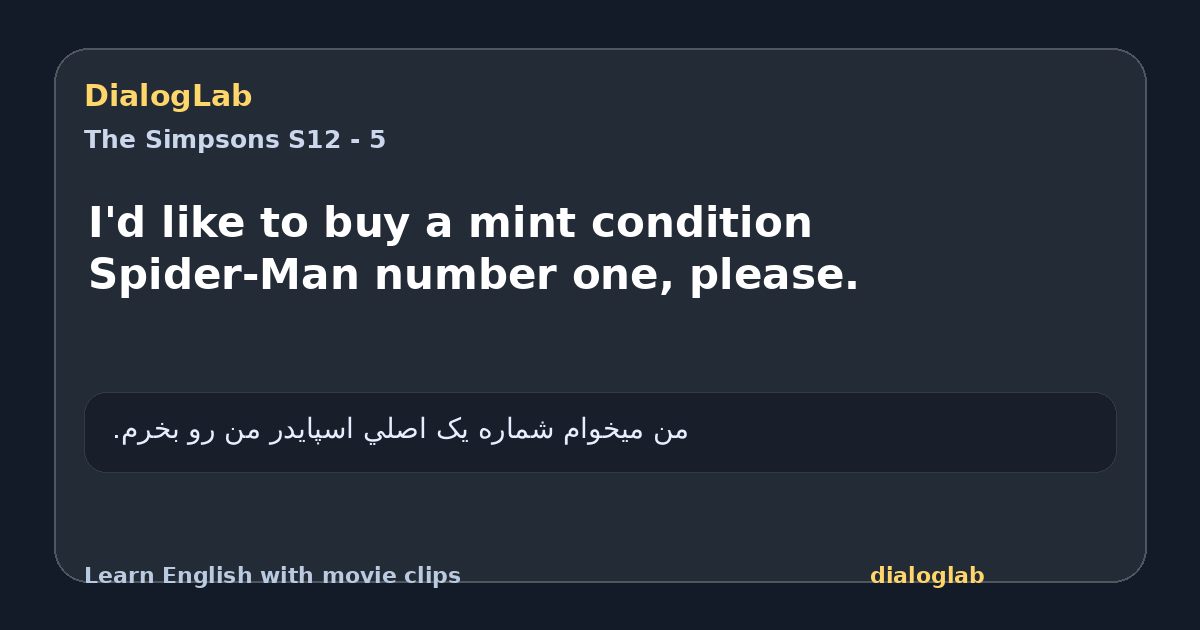 Share card for I'd like to buy a mint condition Spider-Man number one, please.
