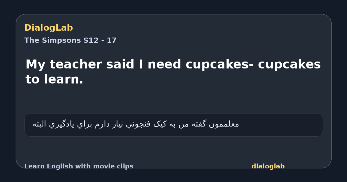 Share card for My teacher said I need cupcakes- cupcakes to learn.