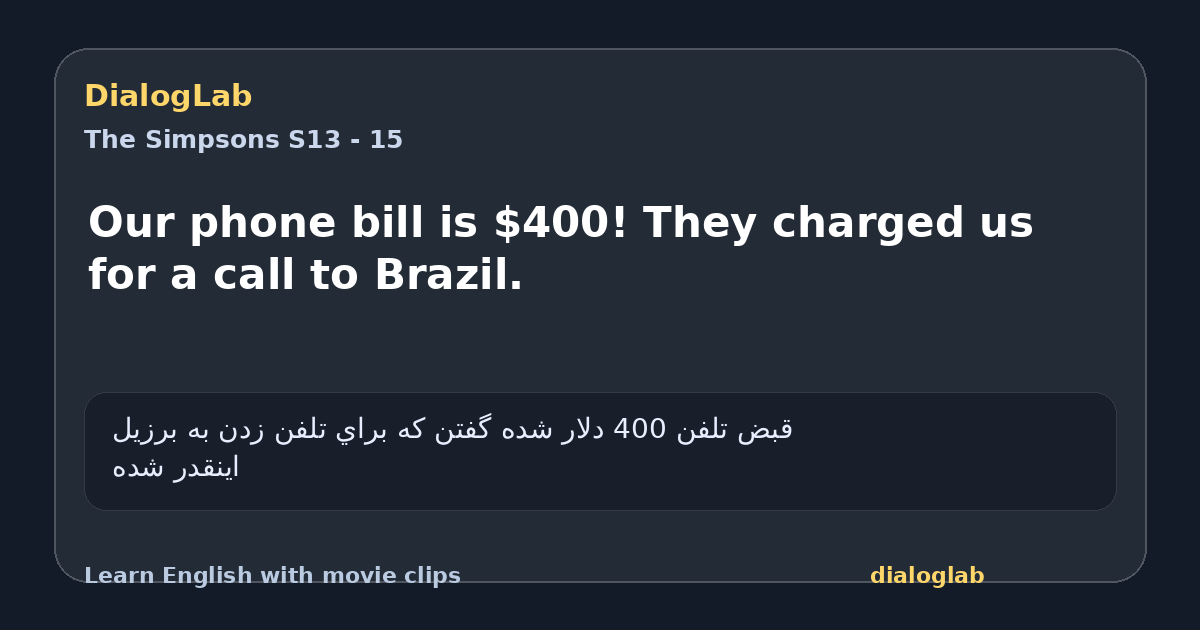 Share card for Our phone bill is $400! They charged us for a call to Brazil.