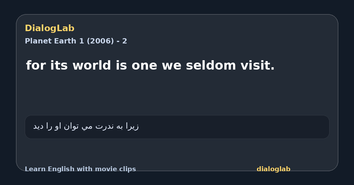 Share card for for its world is one we seldom visit.
