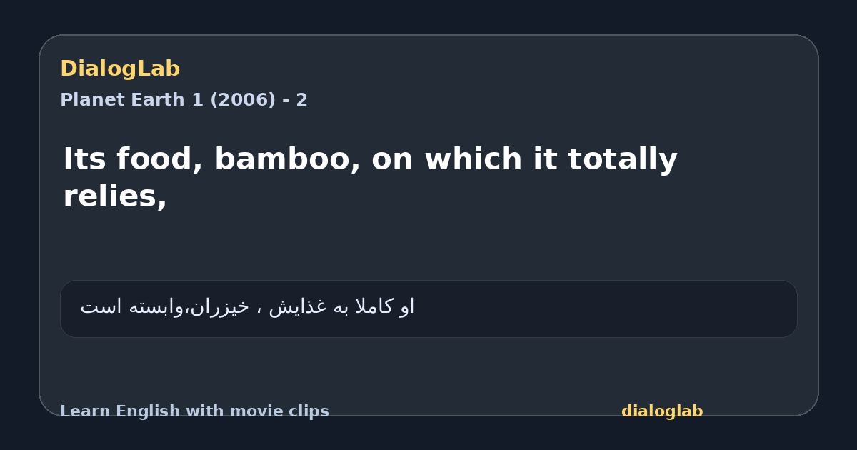 Share card for Its food, bamboo, on which it totally relies,
