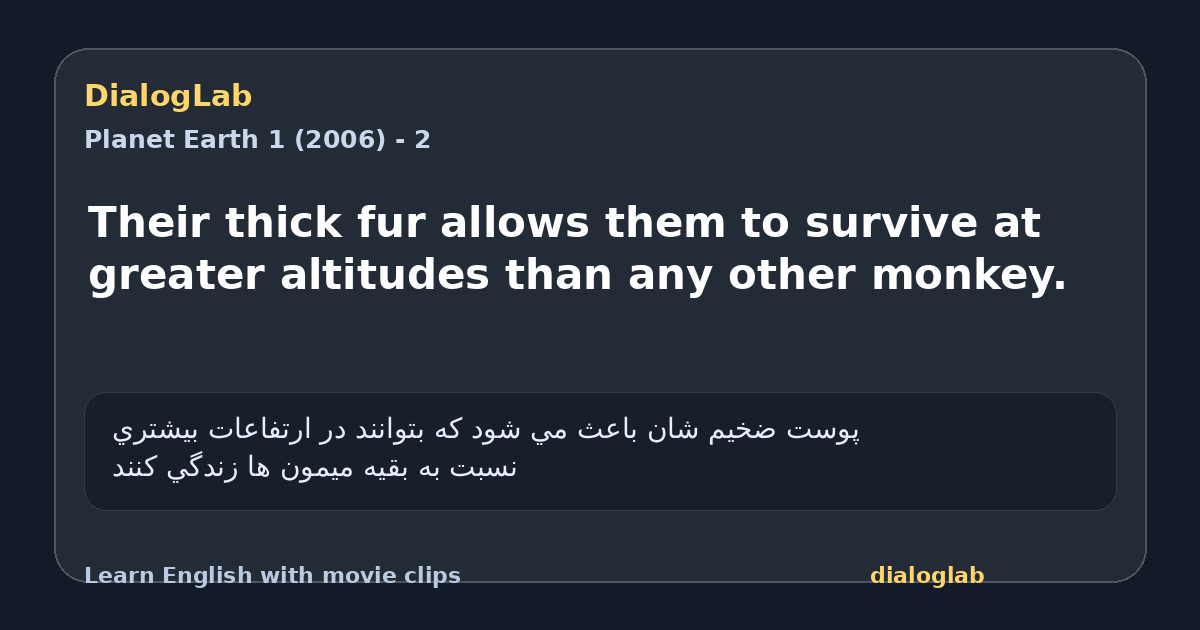 Share card for Their thick fur allows them to survive at greater altitudes than any other monkey.