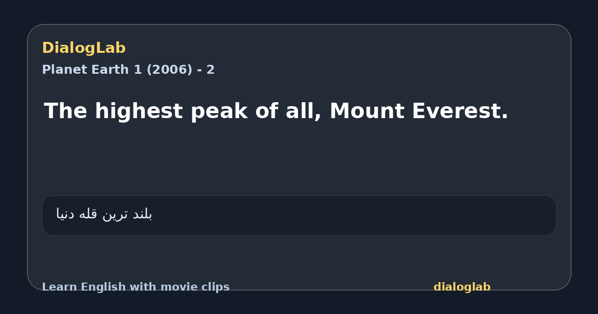 Share card for The highest peak of all, Mount Everest.