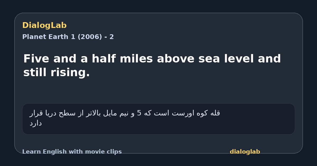 Share card for Five and a half miles above sea level and still rising.