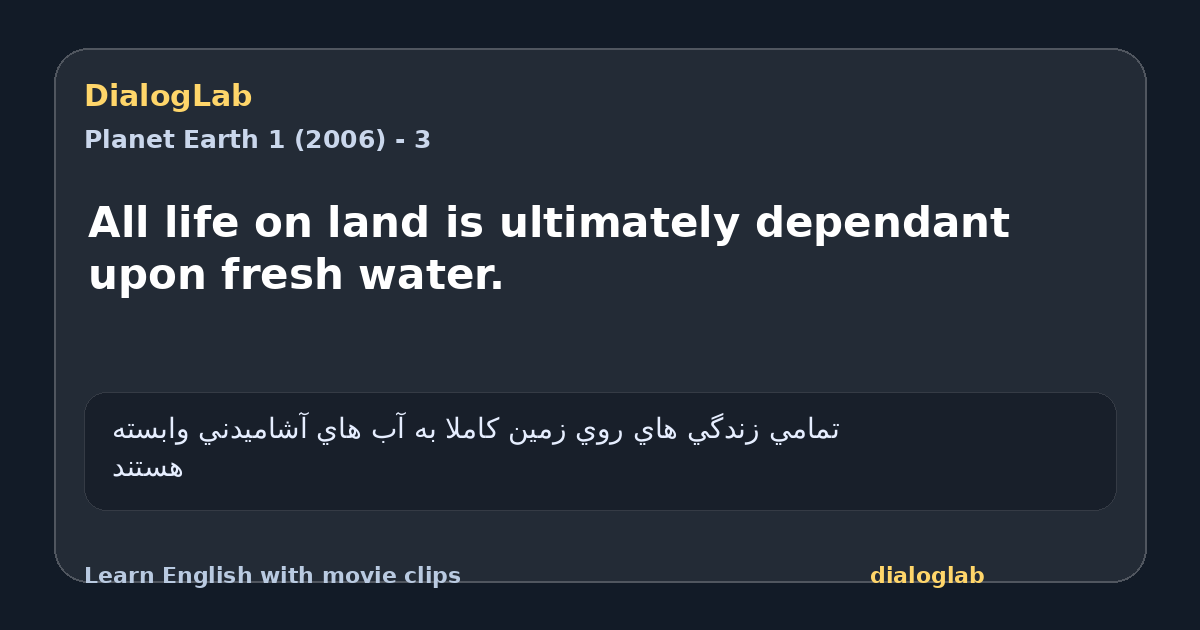 Share card for All life on land is ultimately dependant upon fresh water.