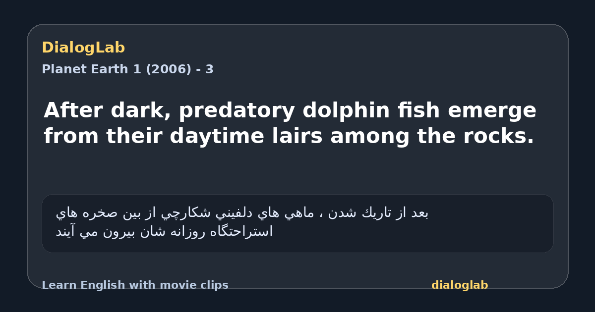 Share card for After dark, predatory dolphin fish emerge from their daytime lairs among the rocks.