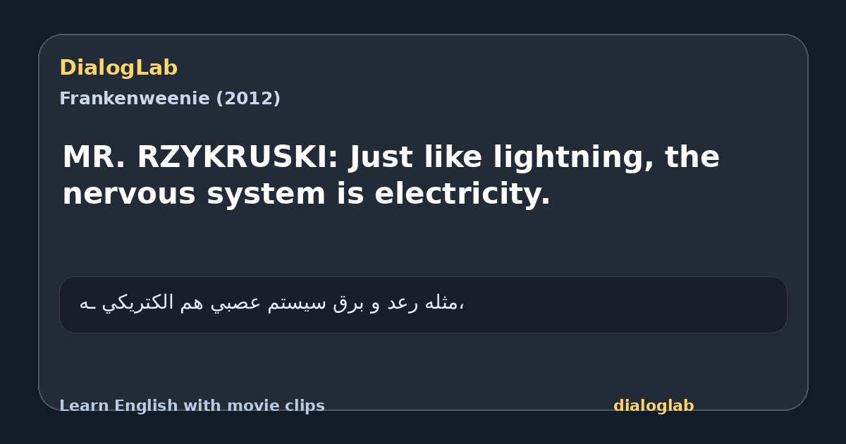 Share card for MR. RZYKRUSKI: Just like lightning, the nervous system is electricity.
