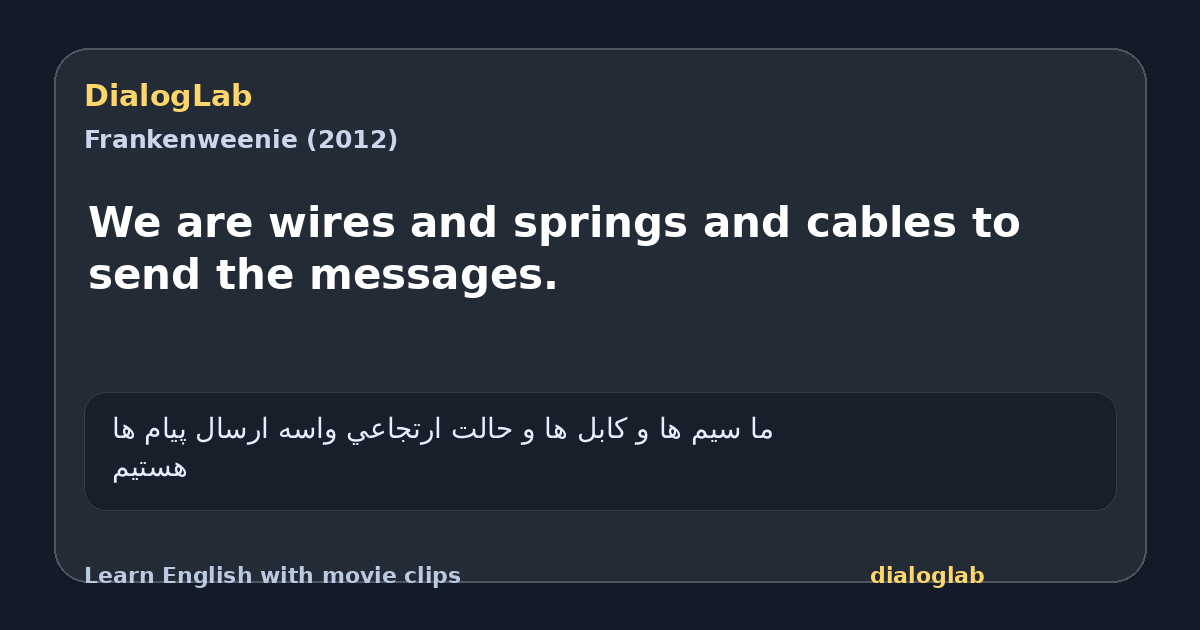 Share card for We are wires and springs and cables to send the messages.