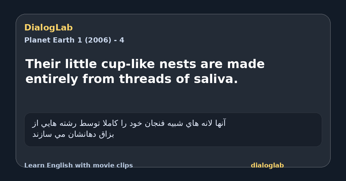 Share card for Their little cup-like nests are made entirely from threads of saliva.