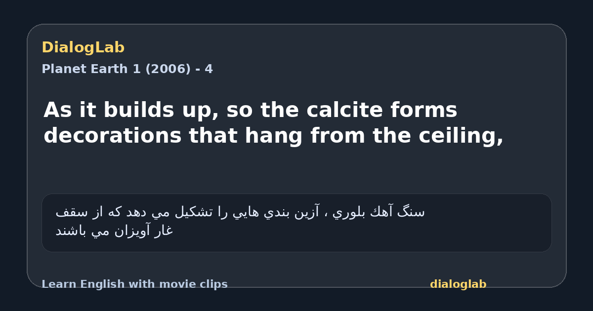 Share card for As it builds up, so the calcite forms decorations that hang from the ceiling,