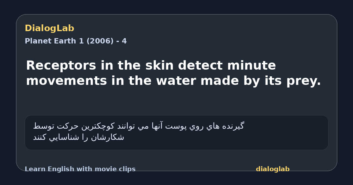 Share card for Receptors in the skin detect minute movements in the water made by its prey.