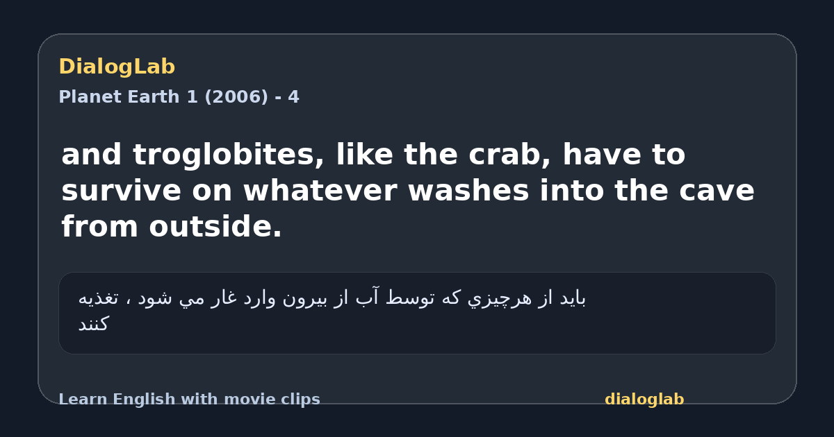 Share card for and troglobites, like the crab, have to survive on whatever washes into the cave from outside.