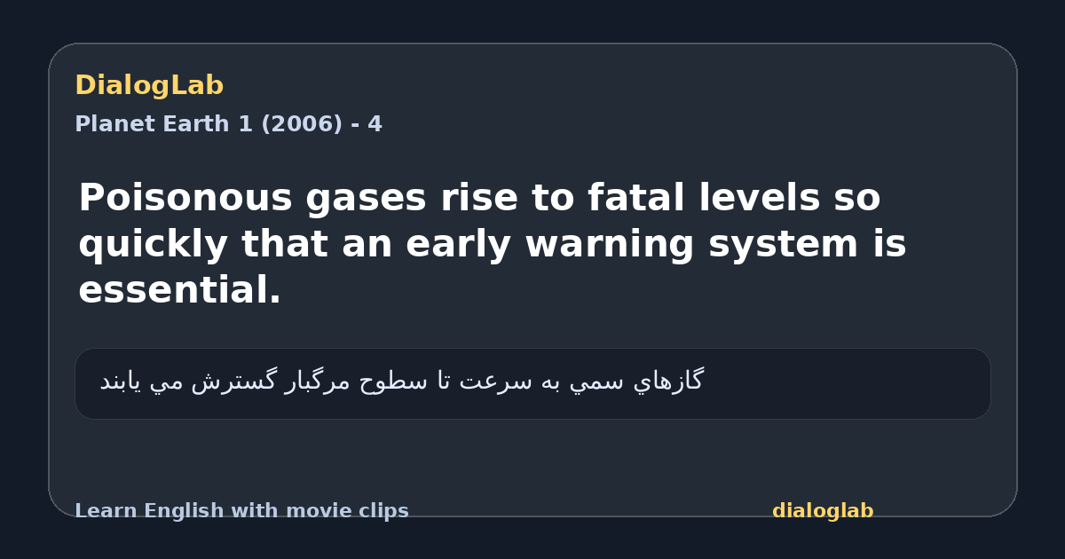 Share card for Poisonous gases rise to fatal levels so quickly that an early warning system is essential.