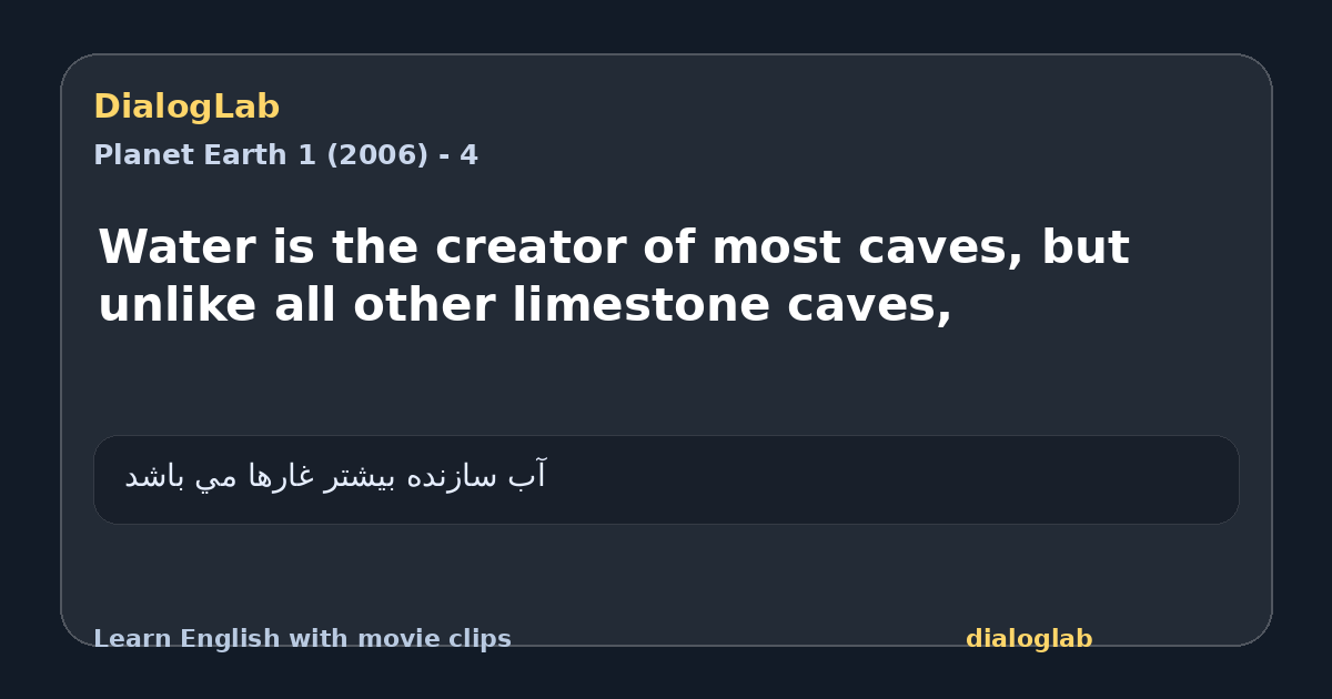 Share card for Water is the creator of most caves, but unlike all other limestone caves,