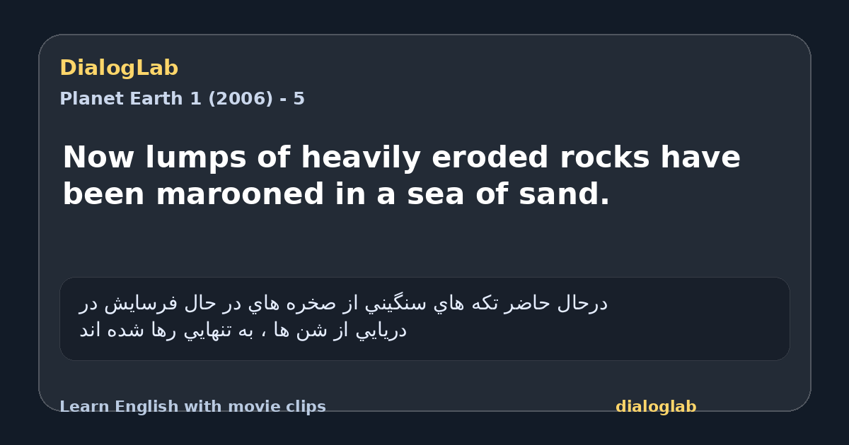 Share card for Now lumps of heavily eroded rocks have been marooned in a sea of sand.