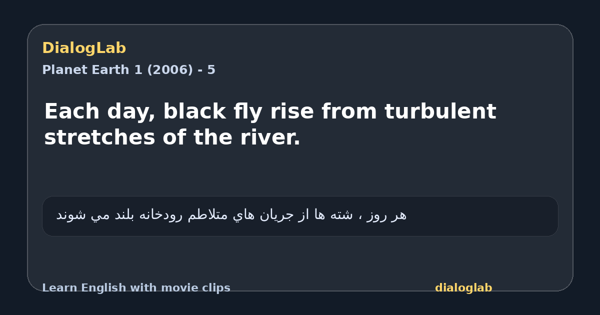 Share card for Each day, black fly rise from turbulent stretches of the river.