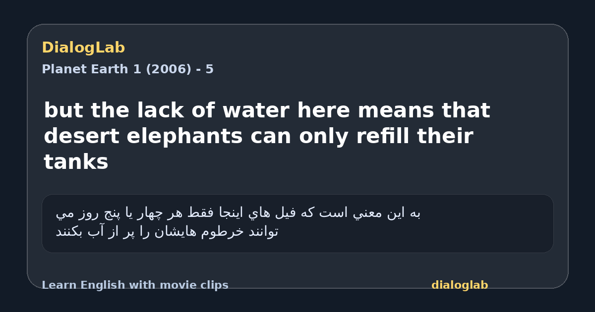 Share card for but the lack of water here means that desert elephants can only refill their tanks