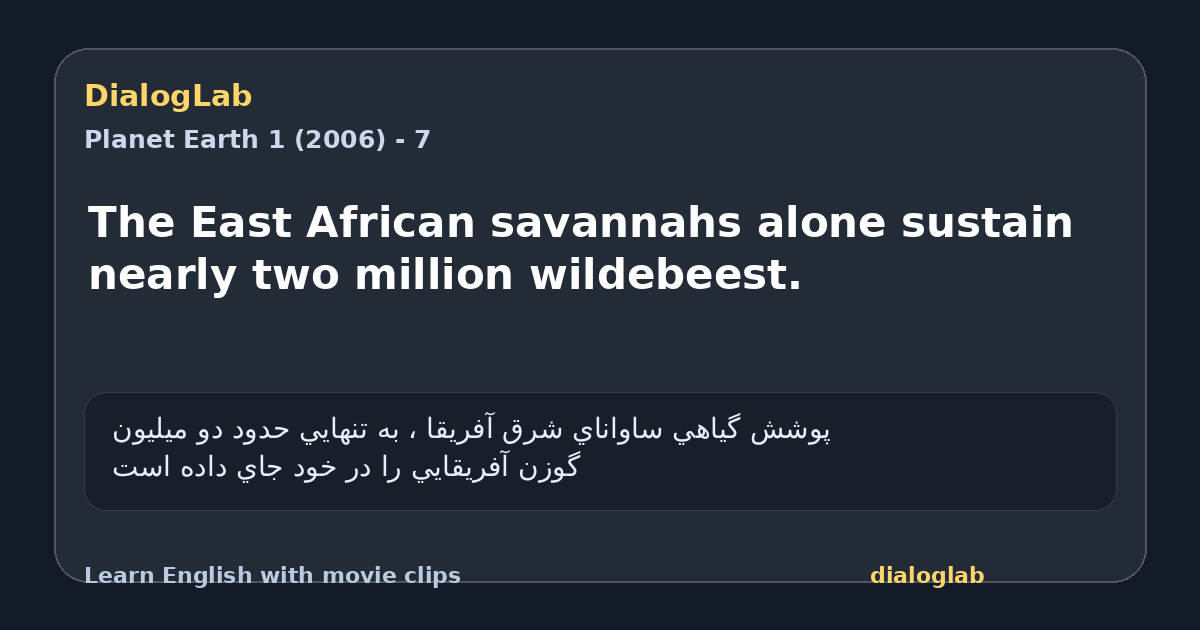 Share card for The East African savannahs alone sustain nearly two million wildebeest.