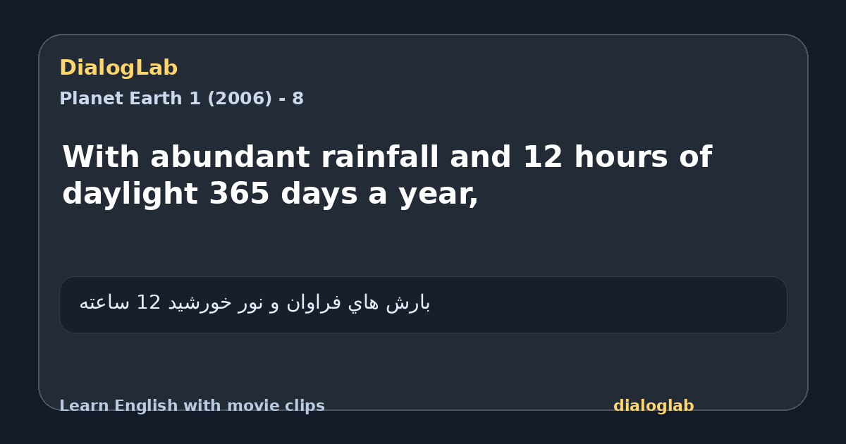 Share card for With abundant rainfall and 12 hours of daylight 365 days a year,