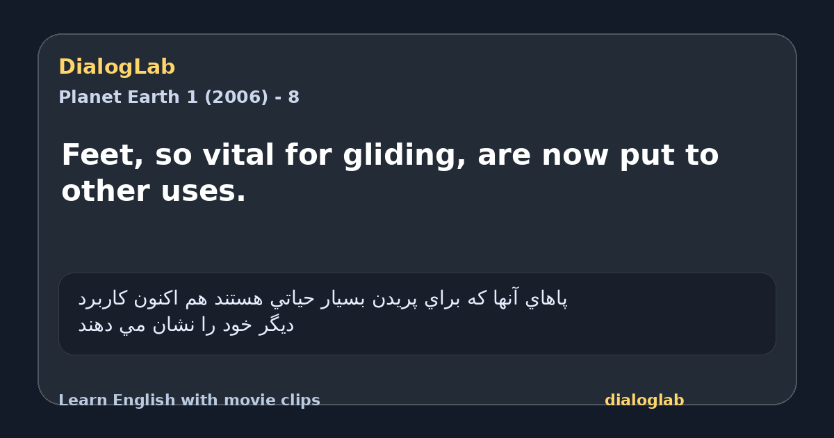 Share card for Feet, so vital for gliding, are now put to other uses.