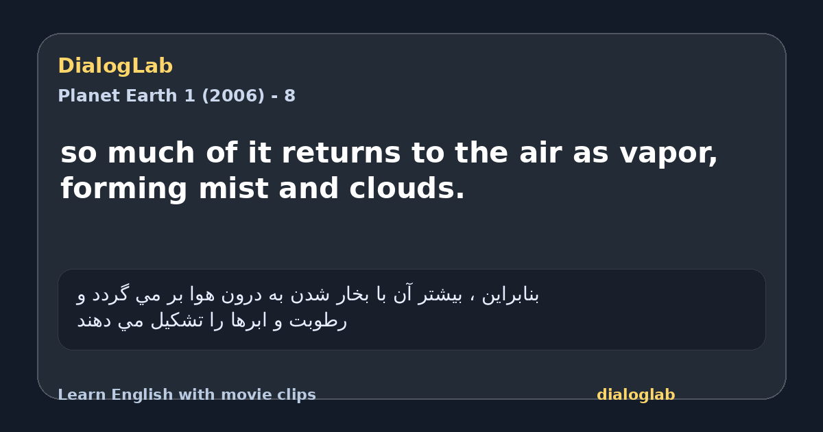 Share card for so much of it returns to the air as vapor, forming mist and clouds.