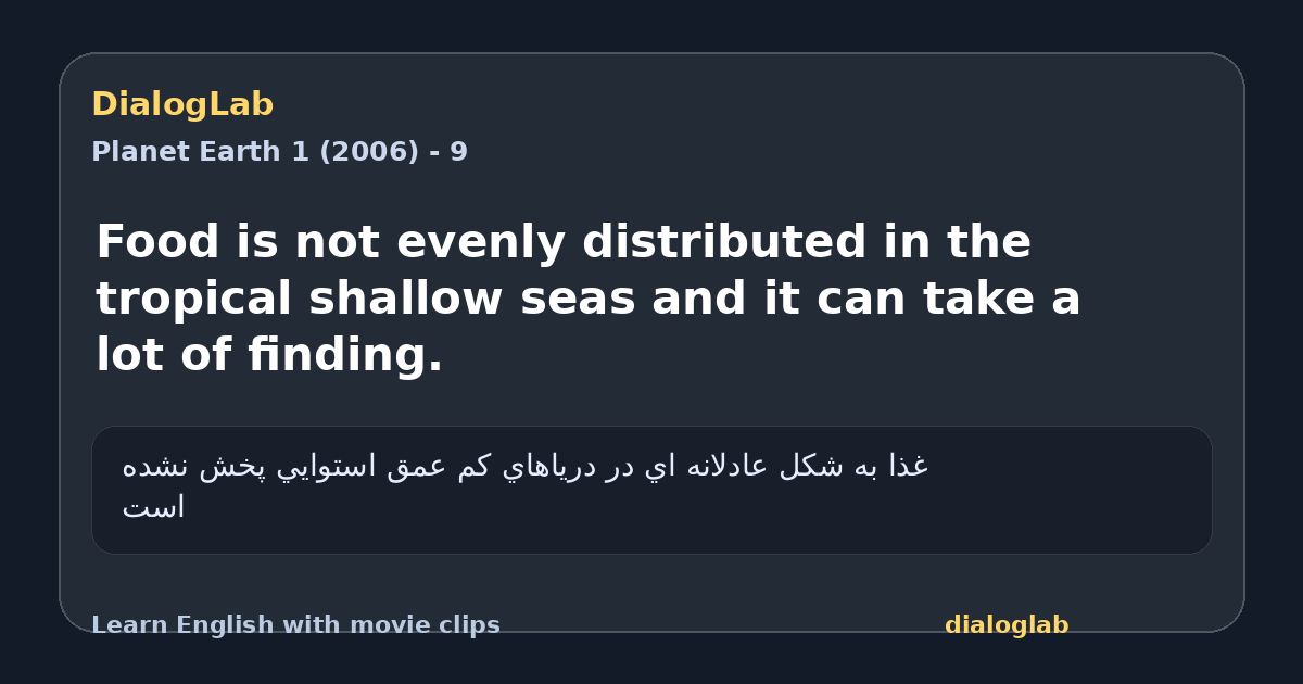 Share card for Food is not evenly distributed in the tropical shallow seas and it can take a lot of finding.