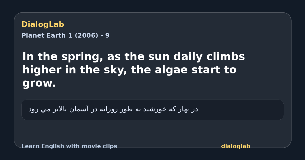 Share card for In the spring, as the sun daily climbs higher in the sky, the algae start to grow.