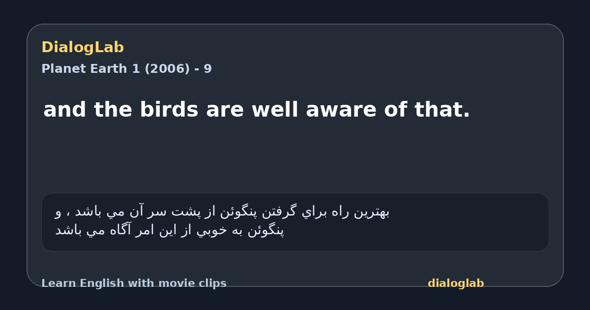 Share card for and the birds are well aware of that.