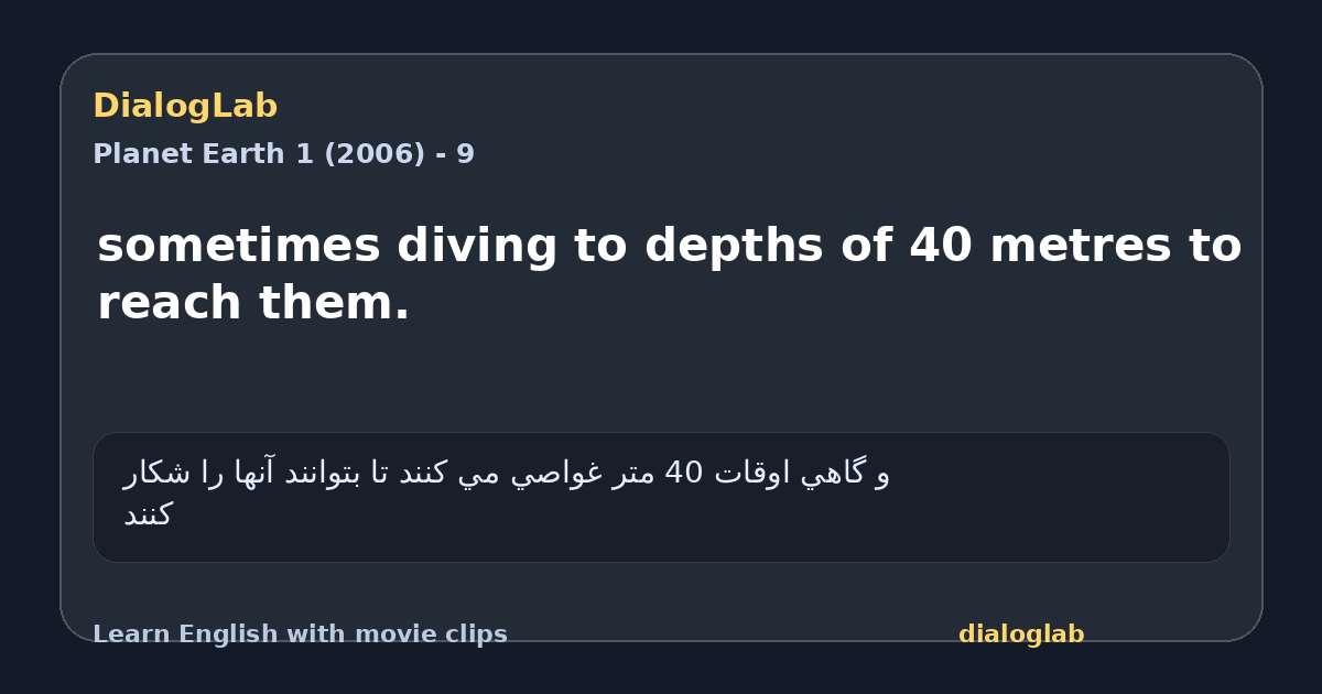 Share card for sometimes diving to depths of 40 metres to reach them.