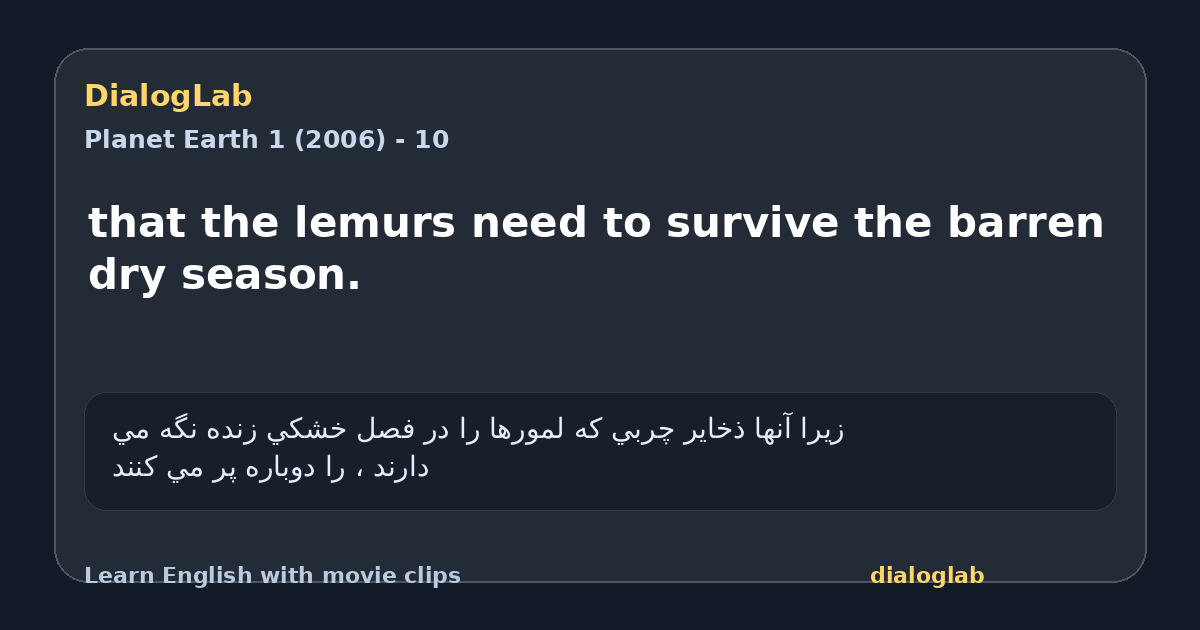 Share card for that the lemurs need to survive the barren dry season.