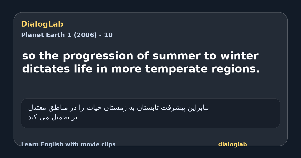 Share card for so the progression of summer to winter dictates life in more temperate regions.