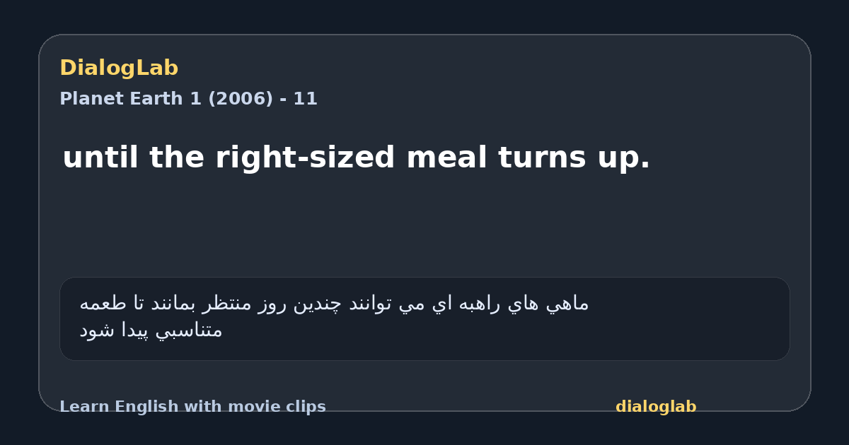 Share card for until the right-sized meal turns up.