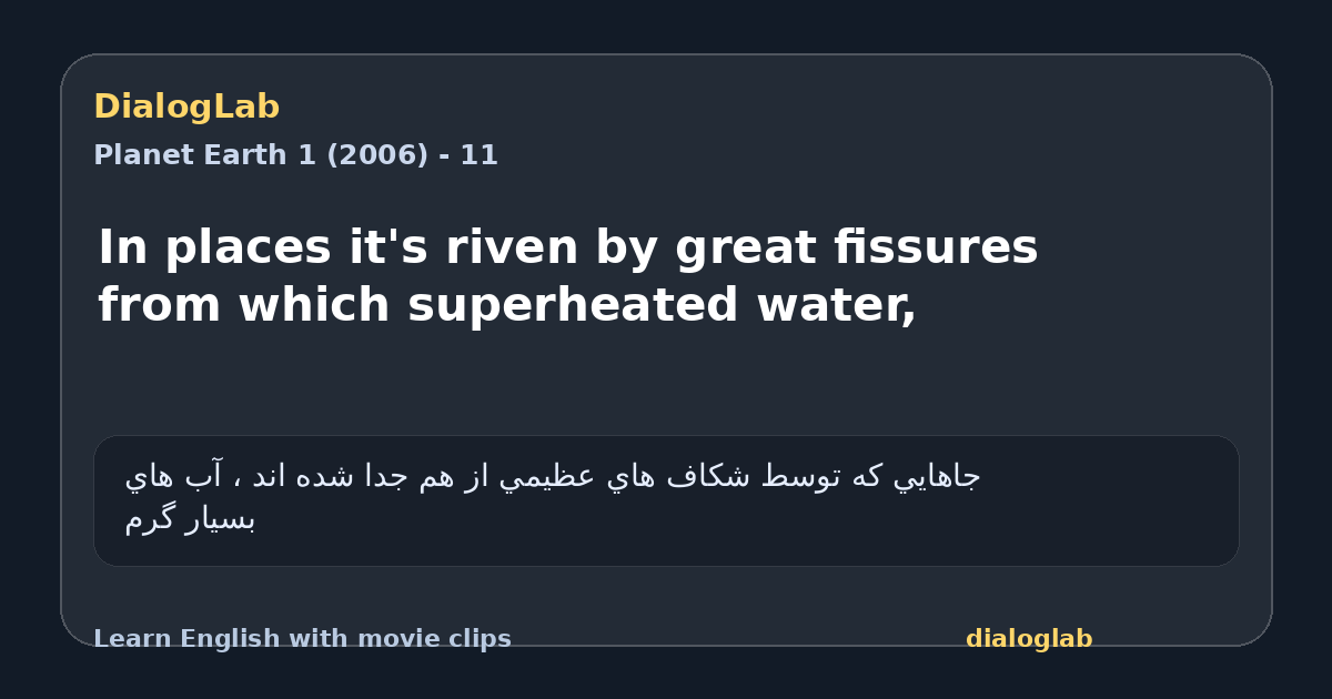 Share card for In places it's riven by great fissures from which superheated water,